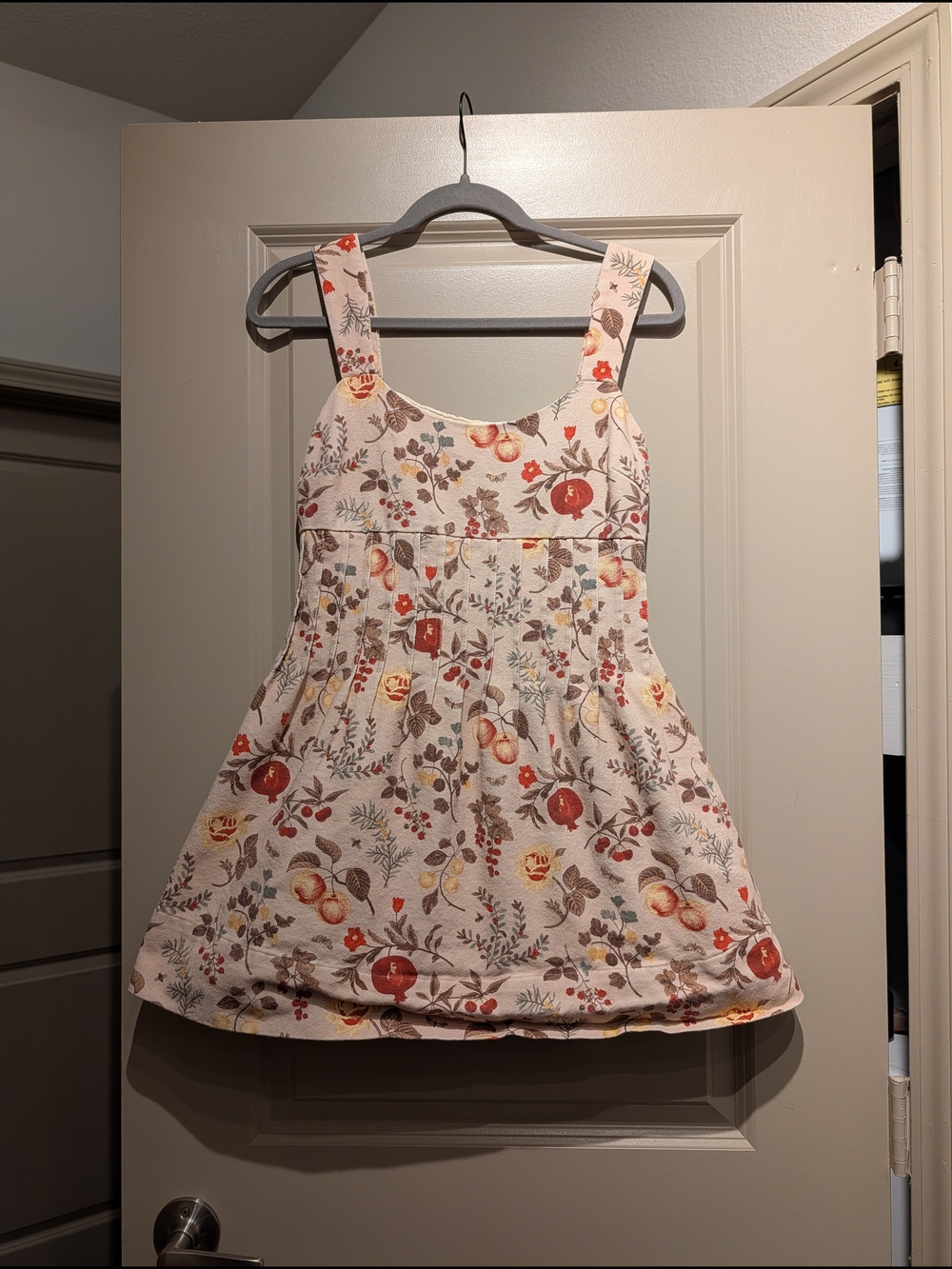 TCEC Cream Floral/Fruit Tank Summer Mini Dress